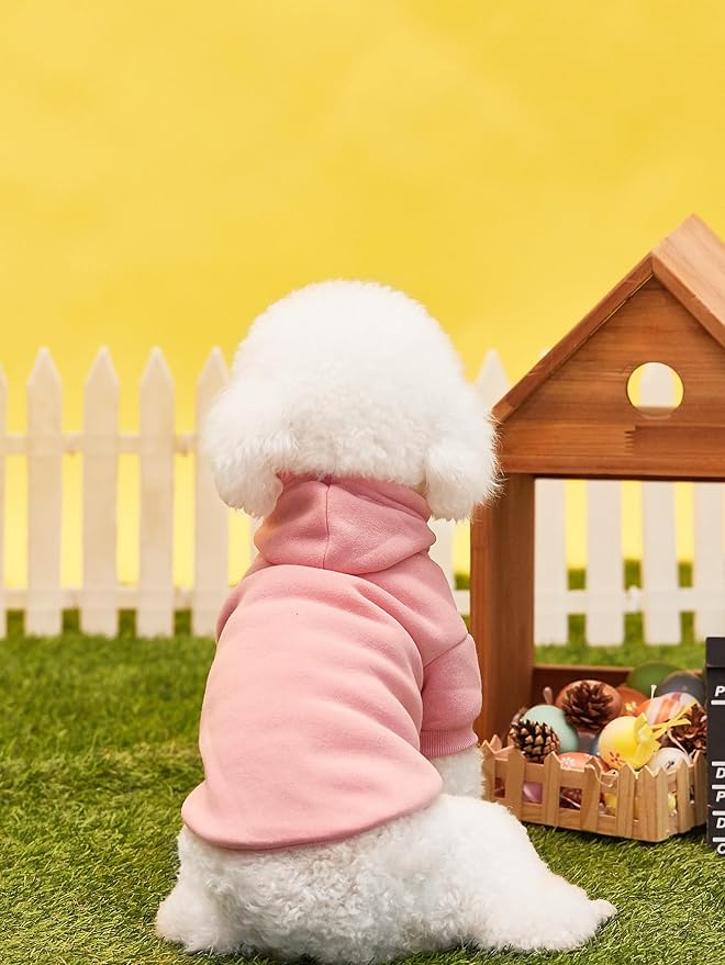 QWINEE Basic Dog Hoodie Sweatshirt Puppy Sweater Warm Cat Costumes Pet Clothes for Chihuahua Puppy Kitten Small Medium Dogs Pink and Green Large