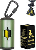 Metal Dog Poop Bag Holder w/Leash Clip|Durable Scratch-Resistant Aluminum|15 Bags+3 Accessories(Drak Green)