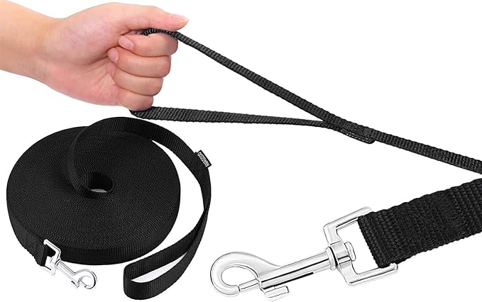 AMAGOOD Dog Leashes Heavy Duty 15ft 20ft 30ft 50ft 100ft Long Leashes-for Training,Tie Out(100Feet x 1Inch,Black)