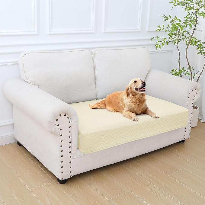 hyha Waterproof Dog Blanket, Soft Dog Bed Cover Pet Blankets, Waterproof Sofa Couch Cover for Dogs Washable, Reversible Pet Couch Covers for Sofa Furniture (30x53 Inch, Beige/Beige)