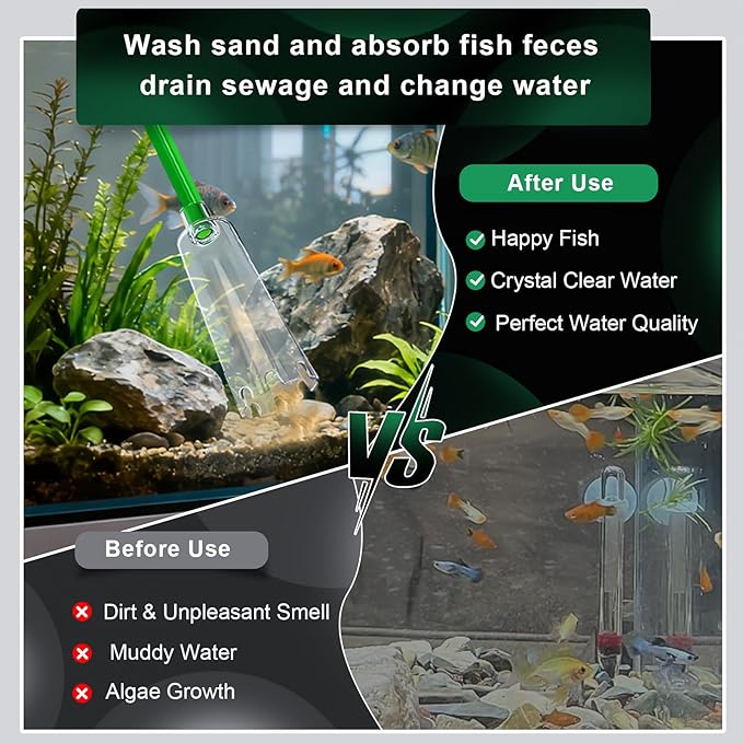 boxtech Fish Tank Water Change, Vacuum Siphon Water Changer Pump Sand Cleaner for Aquarium Water Filter