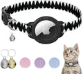 AirTag Cat Collars, Stretchy Collar with Apple AirTag Holder and Bell, Breakaway Ultra Design Elastic GPS Tracking Collars for Cats and Puppies, (7.5-12.5 Inch), Shark Pattern