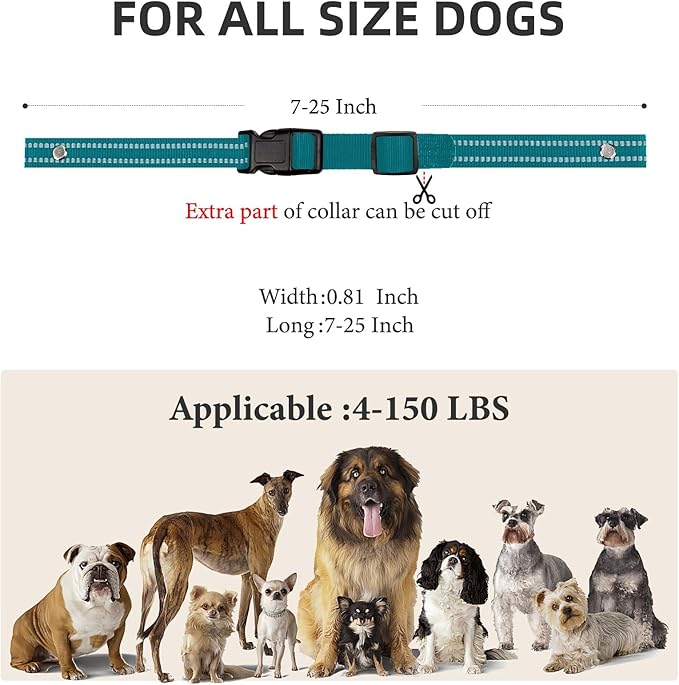 Collar Replacement Strap, Reflective Replacement Nylon Collar Strap Dog GPS Training Bark Receiver Collars, Durable Adjustable E Collar Straps for Small Medium Large Dogs, Green