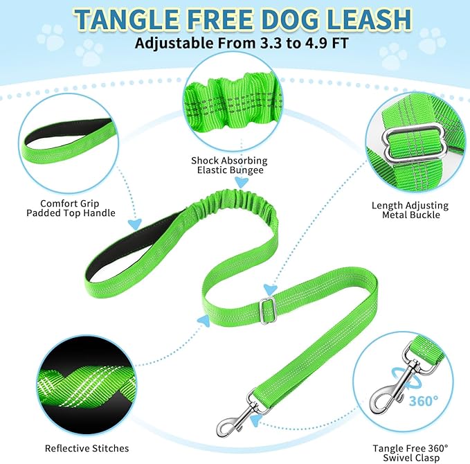 SlowTon No Pull Small Dog Harness and Leash Set, Puppy Soft Vest Harness Neck & Chest Adjustable, Reflective Lightweight Harness & Anti-Twist Pet Lead Combo for Small Medium Dogs (G-Front Clip,XXS)