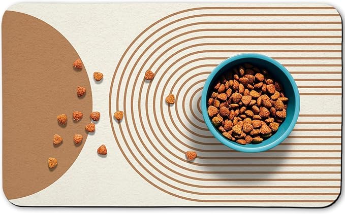 Dog Food Mats for Floors Waterproof, Cat Water Bowl Mats Pet Feeding Absorbent Mat Placemats for Food and Water Beige Bohemia 17 * 30 inch