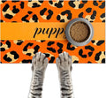 Puppy Feeding Mat 24x16 inch Orange Leopard Print Pet Bowl Placemat Non Slip Floor Mat for Food and Water Indoor Dog Feeding Station Cute Meal Pad for Small Pets Kitchen Use