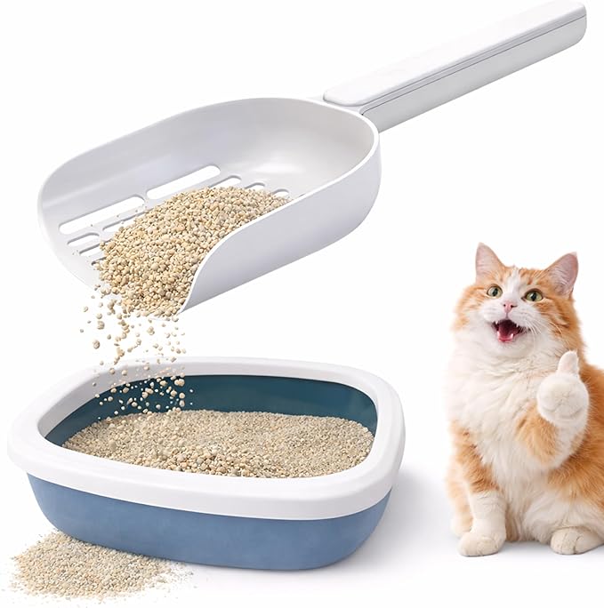 Cat Poop Scooper Cleaning Shovel, Plastic Candy Color Shovel, Ergonomic Pet Cleaning Tool, Litter Box Scooper, Large Cat Litter Scoop. (White)
