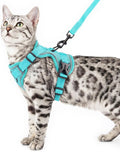 Cat Harness and Leash Set Escape Proof Tactical Large Kitten Harness Emotional Support Cat Vest, Turquoise, L