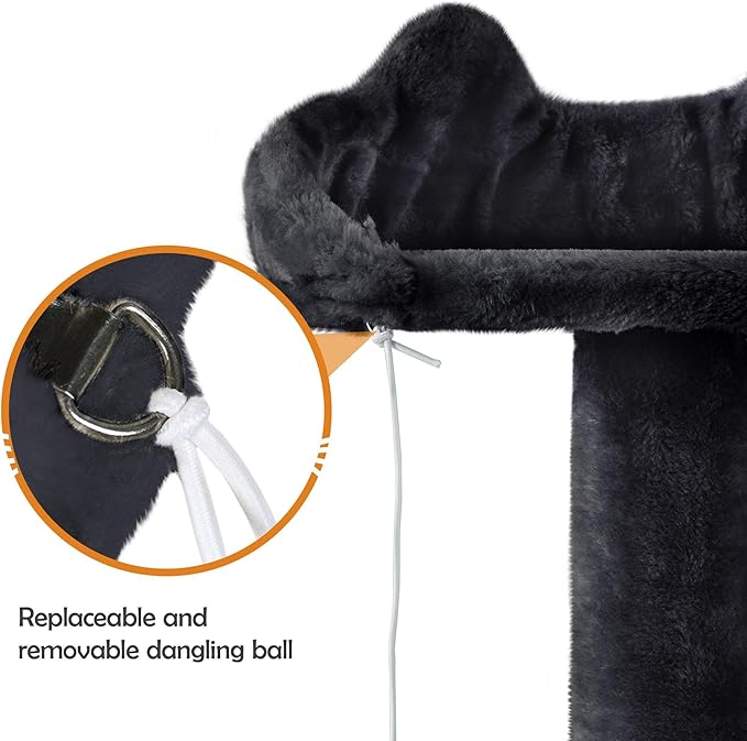 Yaheetech 62in Cat Tree Cat Tower for Indoor Kitten, Pet Furniture w/Double Condo, Scratching Posts, Multiple Platforms and Balls for Kittens, Black