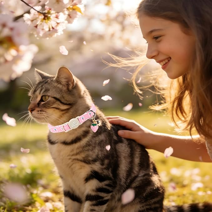 Cat Collar, 2Pack Flower Cats Collars-Cute Summer Breakaway Cat Collar with Bell & Pendant, Pretty Flower Kitten Collars with Safety Buckle for Girl & Boy Cats, 7-12Inch
