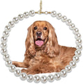 Chunky Pearl Dog Collar Large Breed (0.55 Inch), Adjustable Dog Necklace, Beaded Dog Collar Imitation White Pearls, Elegant Dog Jewelry Suit for Medium Large Dog 14"-16.7" Inner Circumference