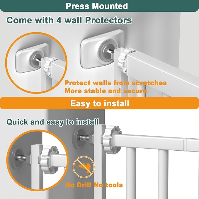 40.55" Tall, 69.48-77.36 Inch Wide, 1.37" Ultra Narrow Spacing Dog Pet Baby Gate Indoor for Doorway Hallway, Pressure Mounted 70 71 72 73 74 75 76 77 Inches Wide