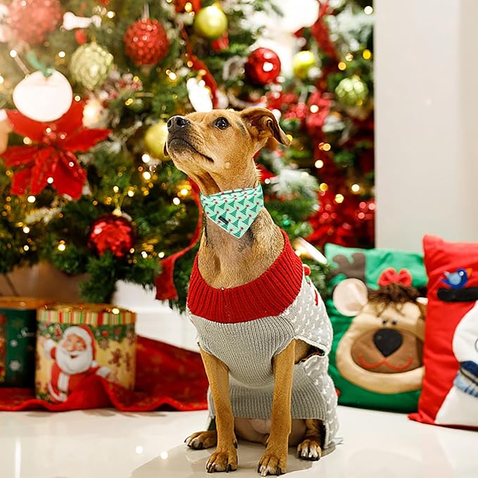 ARING PET Christmas Dog Bandanas, Green Christmas Tree Holiday Pet Bandana Scarf Triangle Bibs for Puppy Small Medium Large Boy Girl Dogs Cats-L