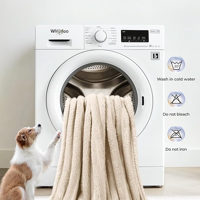LINENLUX 1 Pack 3 Soft Fleece Dog Blanket for Pet Washable Warm Cat Puppy Fluffy Calming Flannel Beige Small