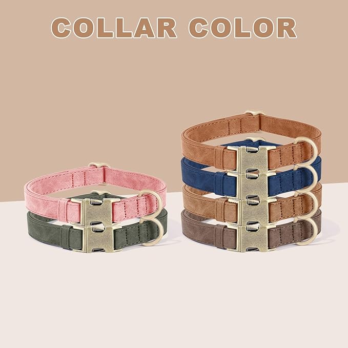 Genuine Leather Dog Collar - Adjustable Pet Collar with Quick Release Metal Buckle, Soft Skin Friendly Real Leather Collar for Small, Medium, Large Dogs (Brown, M：Fit 12-20" Neck)