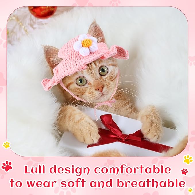 Weewooday 5 Pieces Cat Costume Bunny Hat Outfit with Ears Funny Cat Hat and Small Dogs Kitten Puppy Party Easter Costume Accessory Headwear(Chic Style)