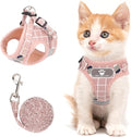Cat & Dog Harness - All Weather Mesh, Reflective Strap, Step-in Adjustable for Small Cats & Dogs (Pink-Pattern, S)