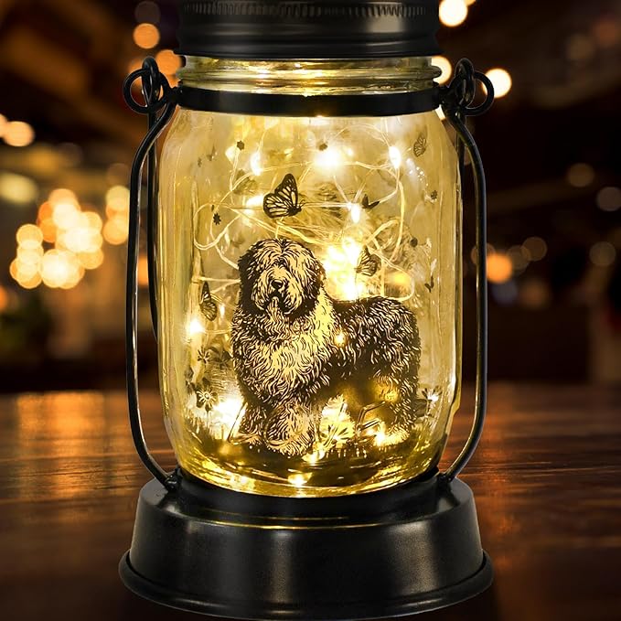 Polish Lowland Sheepdog Gifts for Women/Men, Pet Solar Lanterns Polish Lowland Sheepdog Lover Lantern Pet Loss Dog Memorial Lights Solar Garden Decoration for Yard,Patio,Torches Lights Home Decor