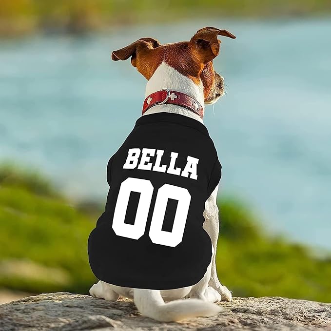 Customized Dog Jersey Shirt, Breathable Doggy Football Tee, Lightweight Sleeveless Vest Pet Clothes Personalized Pet Shirt Custom with Name/Text/Photo/Logo