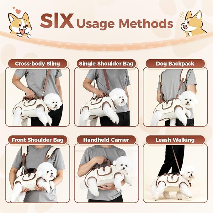 Hands Free Dog Backpack Carrier for Small Dogs, Yorkie Shoulder Carrier Sling Backpack Carriers Dog Lift Harness Portable Breathable Pet Carrier Backpack for Small Puppies (L, 14.3-19.8lbs)