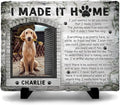 Personalized Polychromatic Rock Plaque: 'I Made It Home' - Memorial Stone Gifts for Loss of Your Beloved Pet, Sentimental Dog and Cat Grave Markers in Our Hearts, House Decoration