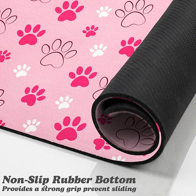 Dog Food Mat, Absorbent Water Bowl Mats Cat Pet Feeding Placemats Pink 12 * 20 inch