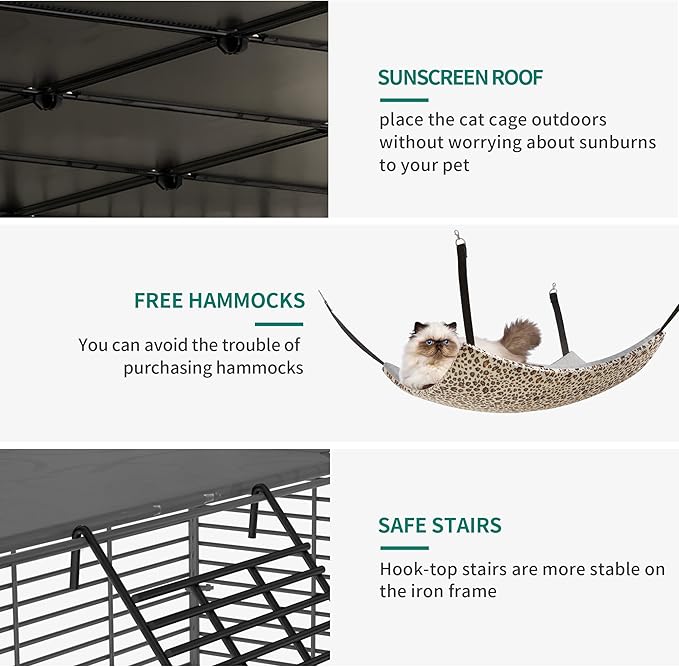 YITAHOME Cat Cage Indoor Large with Storage Cube DIY Outdoor Catio Cats Enclosures Metal Cat Playpen with Hammock Platforms for 1-4 Cats 5 Tiers Cat Kennel