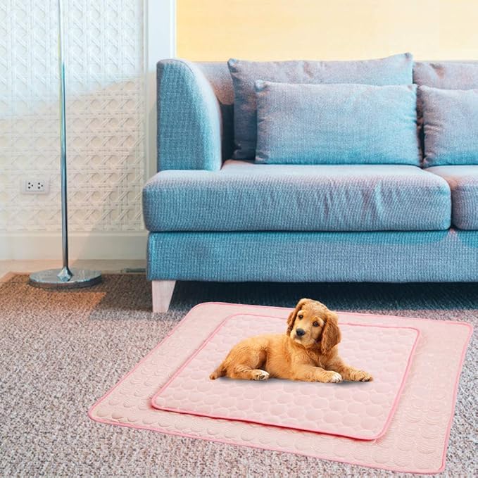 Washable Dog Ice Silk Cooling Mat for Dogs - Self Cooling Pad Blanket for Indoor & Outdoor Car Seats