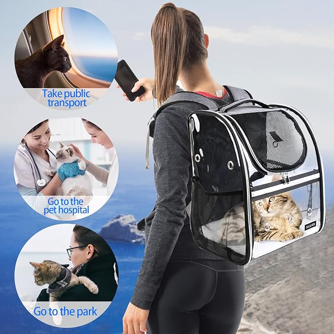 BAGLHER Cat Carrier Backpack, Airline Approved Pet Travel Carrier with Fleece Pad for Puppy and Small Animals