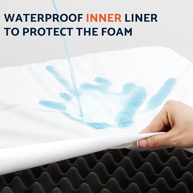 Dog Bed for Small and Medium Dogs & Cats, Waterproof Lining for Indoor Outdoor in-Car Use Removable Washable Cover with Zipper Up to 50lb, 28"x23"x7"
