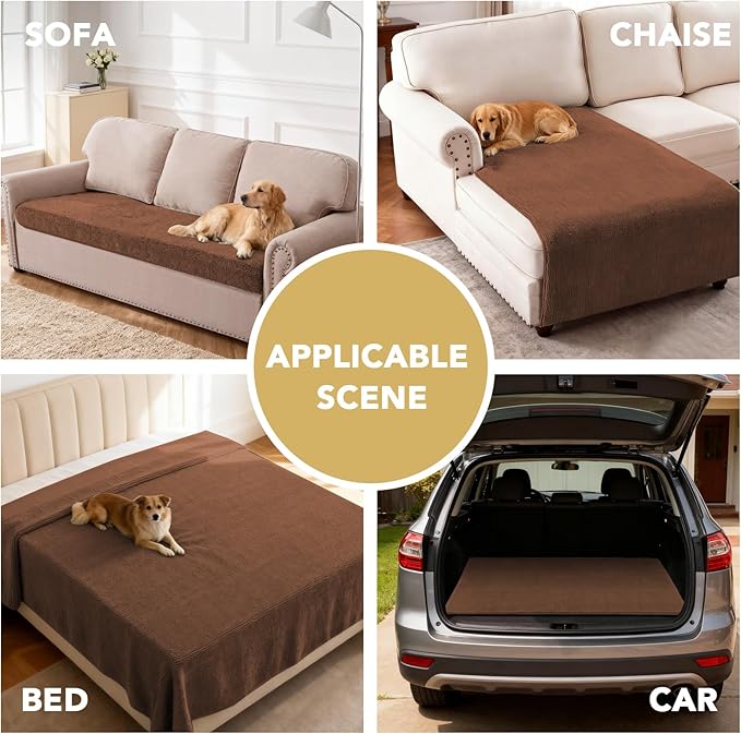 H.VERSAILTEX Non Slip Pet Couch Cover Chenille Dog Bed Protector Thick Soft Sofa Slipcover Pet Friendly Washable Couch Cushion Covers for Pets (40" x 50", Caramel)
