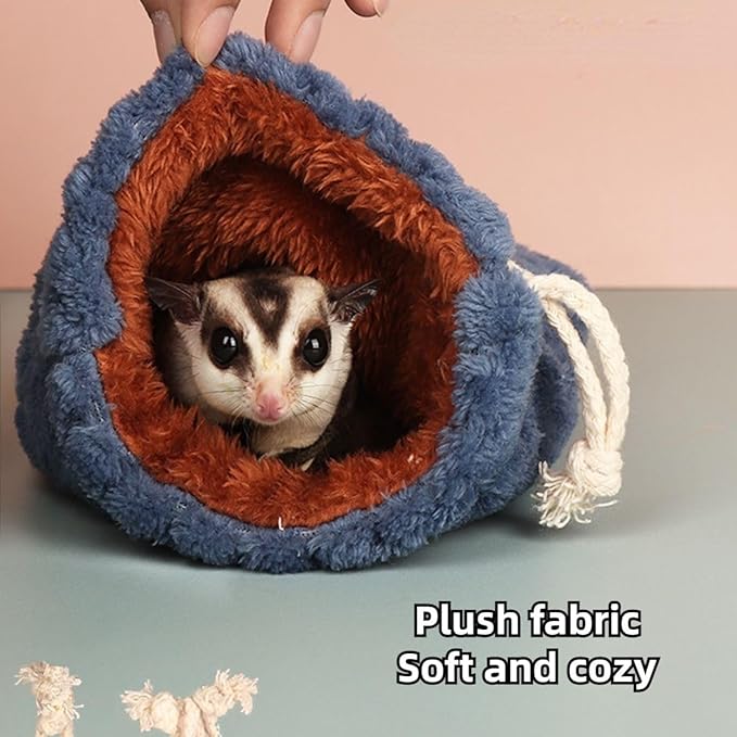 Sugar Glider Bonding Pouch - Soft Sleeping Pouch with Breathable Vent & Drawstring Portable Travel Bag Small Animal Carrier for Sugar Glider Squirrel Hamster Rats Hedgehog Bird Parrot (Pink)