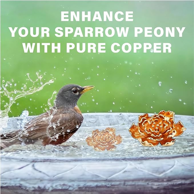 4 Pcs Peony Shape Bird Bath Copper Disk Accessories, Brass Bird Bath Purification Copper Piece for Bird Baths for Outdoors, Outdoor Bowl Decorations