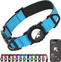 Joytale Airtag Dog Collar, Reflective Pet Collar with Waterproof AirTag Holder, Dual D-Rings, Soft Padded Adjustable for Small Dogs, SkyBlue, S