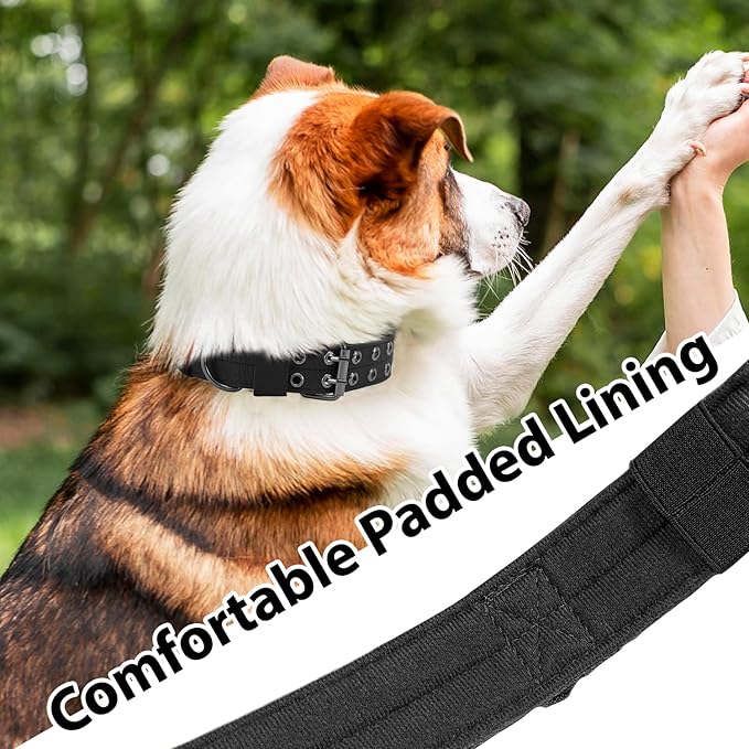 Tactical Dog Collar Military Adjustable Dog Collars Soft Nylon Training Collar with Patch Heavy Duty Metal Buckle Collars for Medium Large Dogs (Pink, XL)