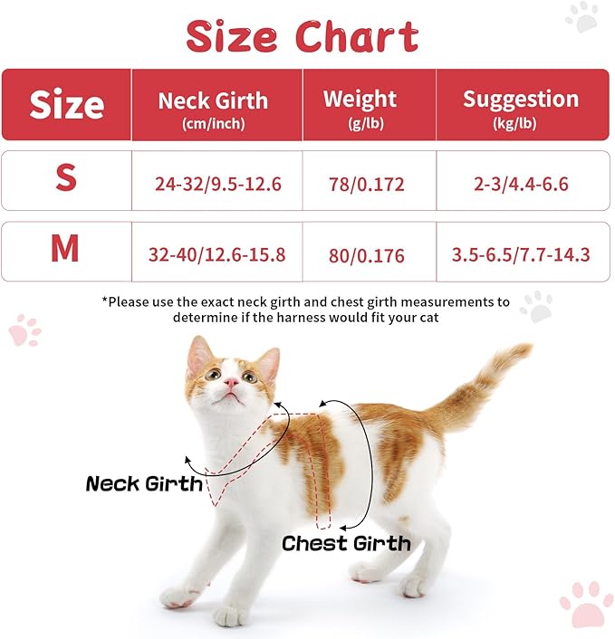 Cat Vest Harness and Leash Set for Walking Escape Proof, Adjustable Kitten Harness and Leash Set Breathable Mesh with Bow Harness for Kitty Puppy Bunny(Red Medium)