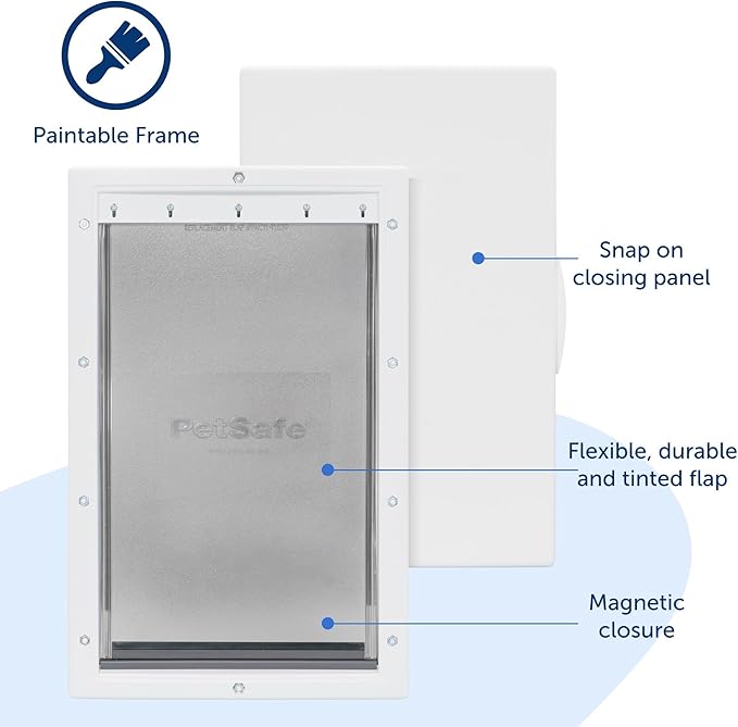 PetSafe Plastic Pet Door - Easy Install for Wood,PVC Metal & Paneled Doors - Rust-Free Plastic Frame - Flap Dimensions 8 1/4" W x 12 1/4" H - for Medium Dogs Weighing Up to 40 lb,(Pack of 4)