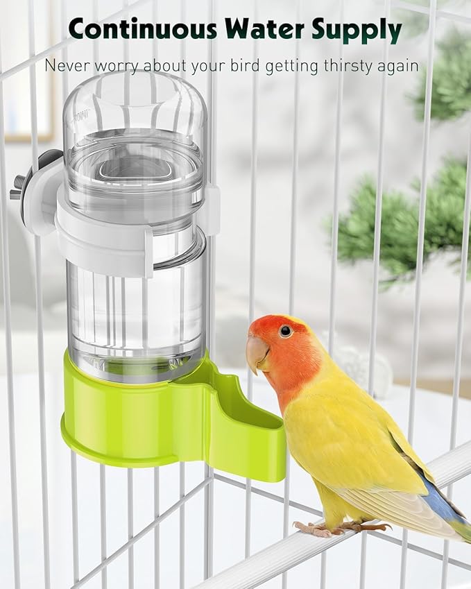Pawfly Bird Water Dispenser, Automatic Water Feeder, Plastic Bird Cage Dispenser, Green Parrot Waterer for Parakeet Cockatiel Budgie Lovebirds (Not Fit for Food Feeding)