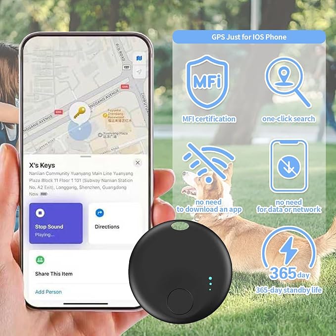 Pet Camera Collar with Air Tracker Tag, 1080P HD Wireless Dog Neck Cam Compact Action Camera for iOS,32GB Storage, Fully Charged Before Use, No WiFi Needed（GPS Just for iOS）