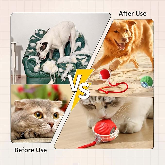 2 PCS Interactive Cat Toy Rolling Ball Chewie Viral Dog Ball, Smart Automatic Rolling Pet Balls,Automatic Moving Electric Cat Toy