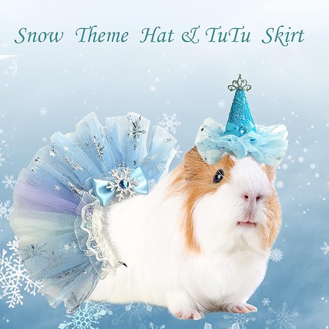 Small Animal Birthday Princess Costume for Rabbit Guinea Pig Crown Hat Tutu Skirt Rabbit Princess Hat Bunny Bandana Halloween Small Pet Outfit for Guinea Pig Bunny Hedgehog S