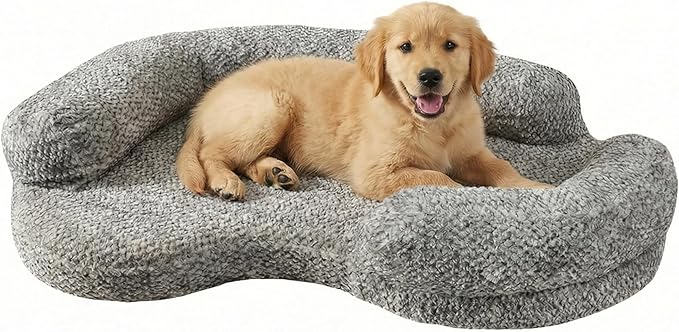 Orthopedic Memory Foam Dog Bed for Small Dogs - Washable & Waterproof & Removable Cover - Round Calming Dog Bed for Anxiety Relief(35 x 24 x 8 Inch)