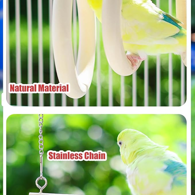 Bird Swing Rings for Cage,Hanging Bird Toys Natural Wooden,Bird Perch Climbing Toys,Parrot Perch Stand for Conure,Budgie,Cockatiel,Lovebird,Canary,Finch,Hamster,Small Pets Accessories,4-Ring (Ring)