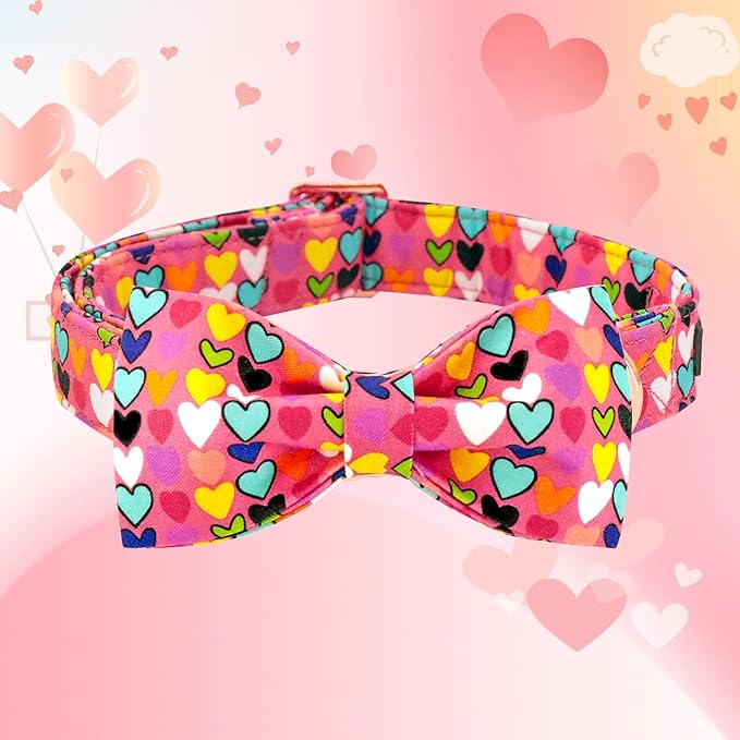 Lionheart glory Valentine's Dog Collar, Dog Collars with Bow, Pet Collar Adjustable Dogs Bowtie Pet Collars for Small Dogs