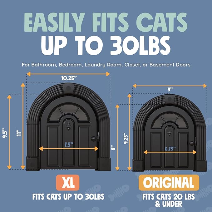 Purrfect Portal Meow Manor® XL Interior Cat Door – No-Flap Pet Door for Interior Doors, Easy DIY Installation, Cat Door for Cats up to 30 lbs, Black