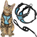 Voyager Escape-Proof Step-in Lock Cat Harness & 5ft Neoprene-Handle Leash Set All-Weather Mesh with Reflective Stitching for Small to Large Cats by Best Pet Supplies, Black Trim-Baby Blue (327), XXS