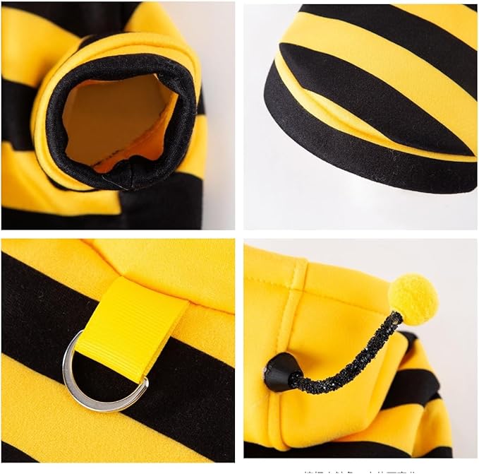 Selena Cat Bee Antennae Costume Hoodies Cute Bee Stripes Dog Kitten Puppy Pet Apparel (XX-Large,Yellow&Black)