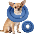IDOMIK Dog Recovery Collar, Waterproof Soft Dog Cone After Surgery, Comfy Protective Elizabethan Collar Alternative for Dogs Cats, Adjustable Pet Neck Donut Cone Anti-Licking Biting Wounds,Navy,S