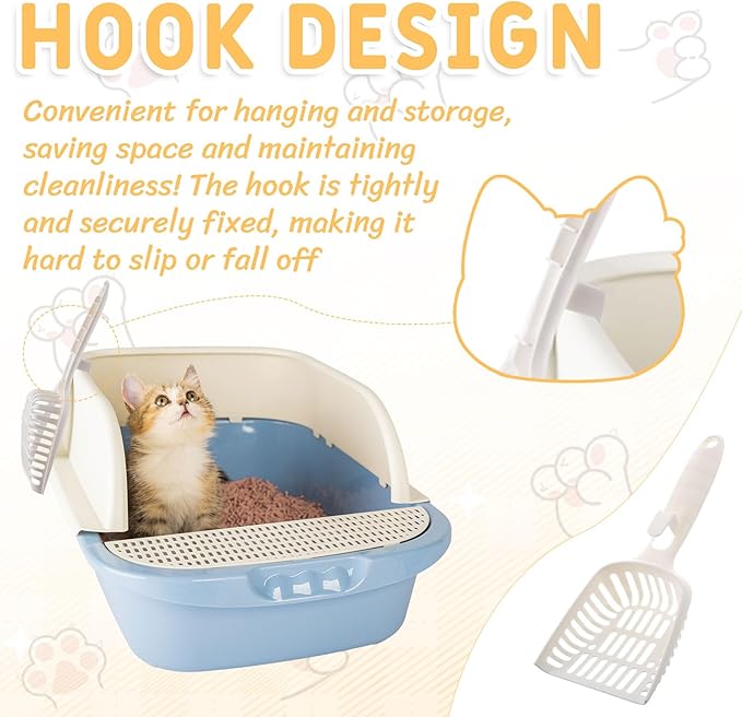 24 Pieces Litter Scoop Bulk for Cats Plastic Pet Kitty Litter Scooper Durable Deep Shovel for Pet Stores Veterinary Clinic, Long Handle White