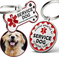 Engraved Personalized Service Dog Tag - Stainless Steel Custom ID Tags for Service Dogs - Essential Therapy Pet Name Badge for Collars, Vests, Harnesses - for Most Breeds, Small to Large